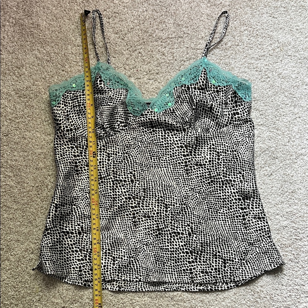 Nicole by Nicole Miller Black and White Cami with Teal Lace - Picture 7 of 7